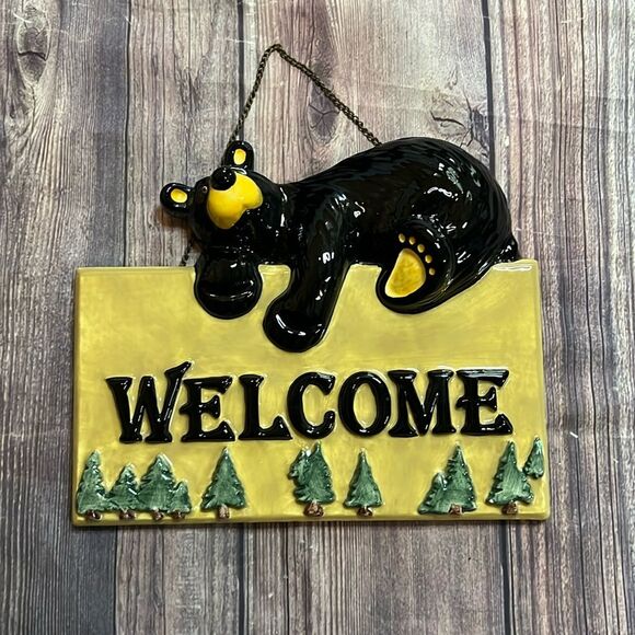 Bear Foots Ceramic Welcome Bear Sign - Picture 1 of 7